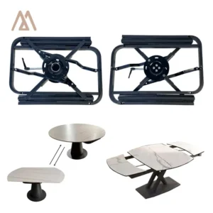 Extendable dining table base mechanism